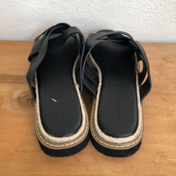 French Connection Womens Alexis Black FAUX Leather Strappy Slide Sandals Size 11 - Picture 6 of 10